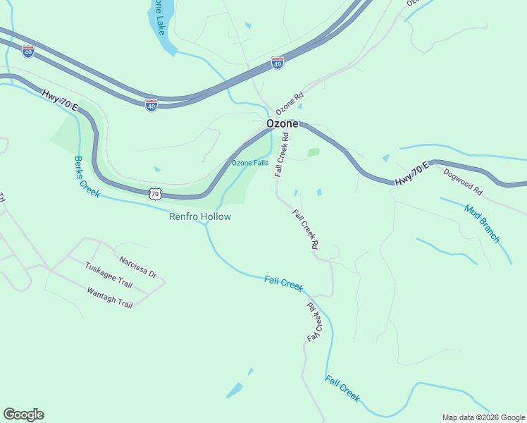 map of restaurants, bars, coffee shops, grocery stores, and more near 300 Fall Creek Road in Rockwood