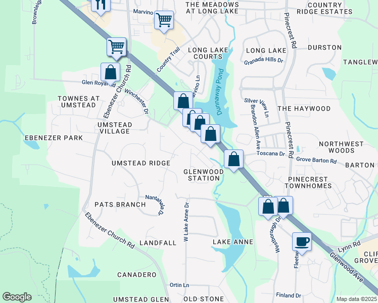 map of restaurants, bars, coffee shops, grocery stores, and more near 8110 Primanti Boulevard in Raleigh