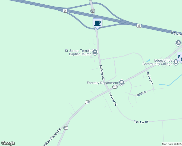 map of restaurants, bars, coffee shops, grocery stores, and more near 4668 McNair Road in Tarboro