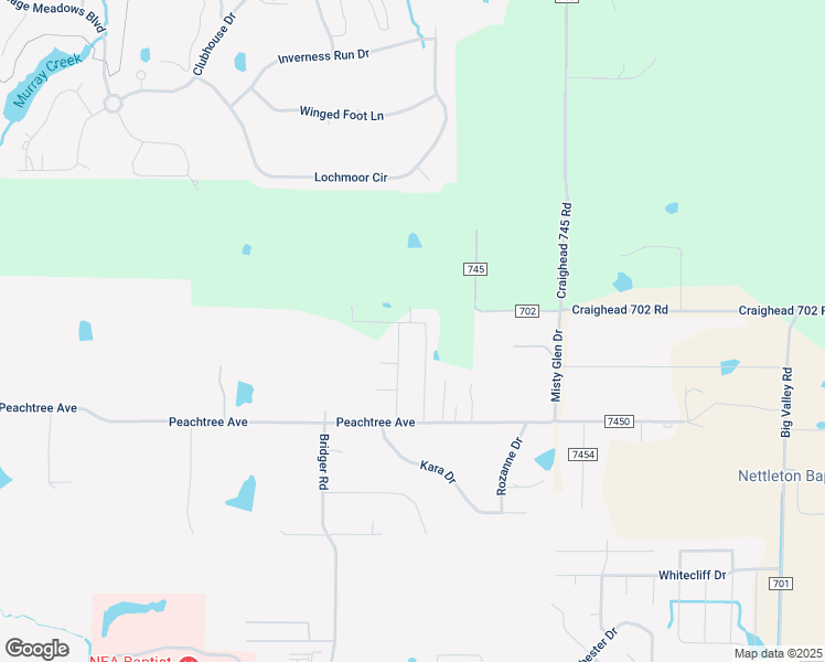 map of restaurants, bars, coffee shops, grocery stores, and more near 5121 Peachtree Avenue in Jonesboro