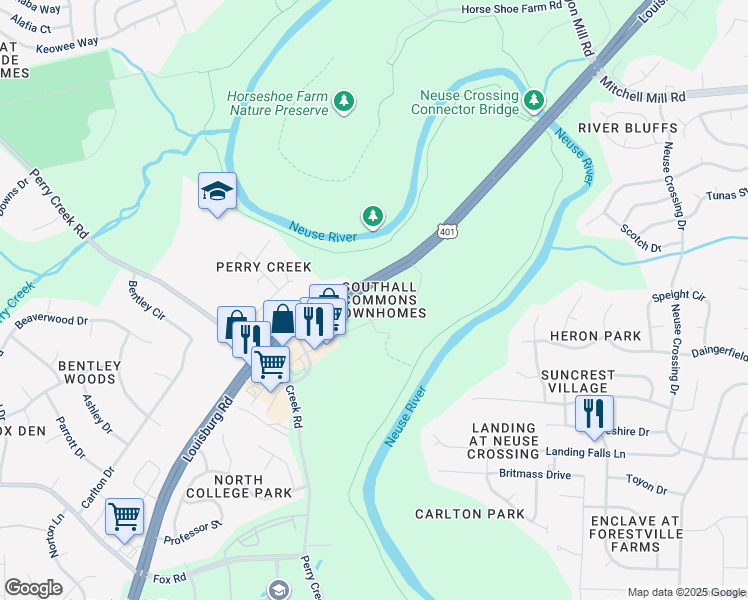 map of restaurants, bars, coffee shops, grocery stores, and more near 7915 Averette Hill Drive in Raleigh
