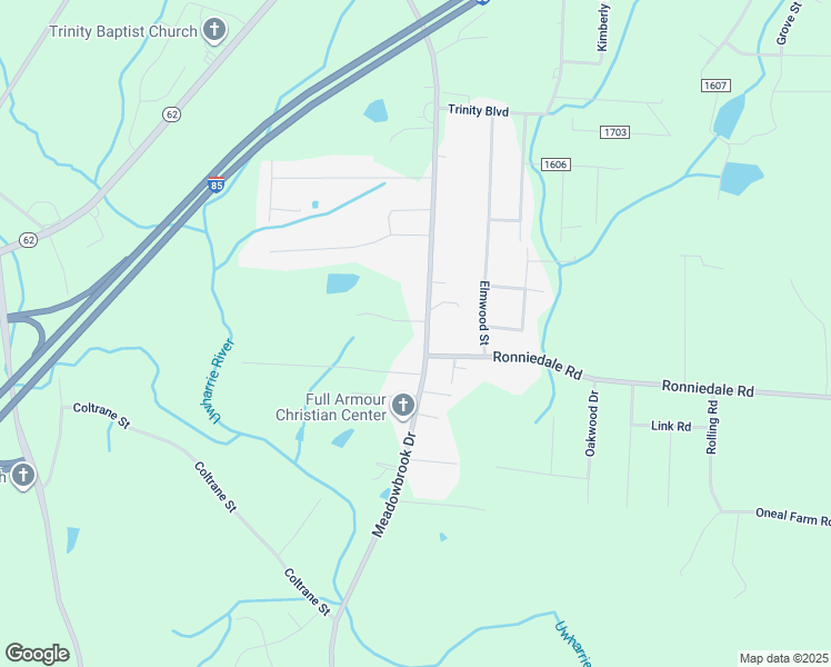 map of restaurants, bars, coffee shops, grocery stores, and more near 5331 Meadowbrook Drive in Trinity