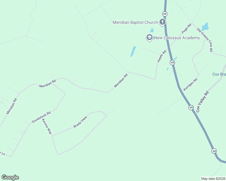 map of restaurants, bars, coffee shops, grocery stores, and more near 258 Meridian Road in Crossville