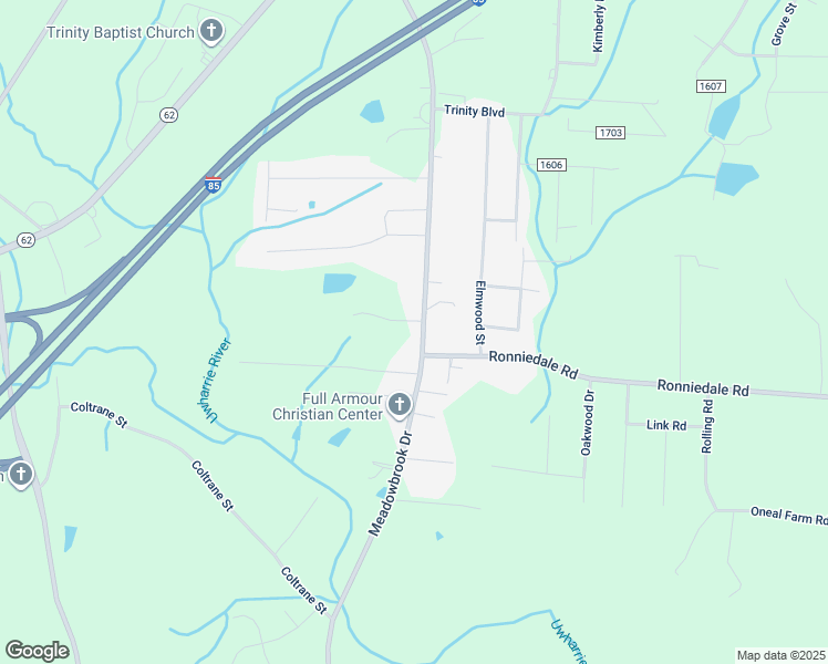 map of restaurants, bars, coffee shops, grocery stores, and more near 5331 Meadowbrook Drive in Trinity