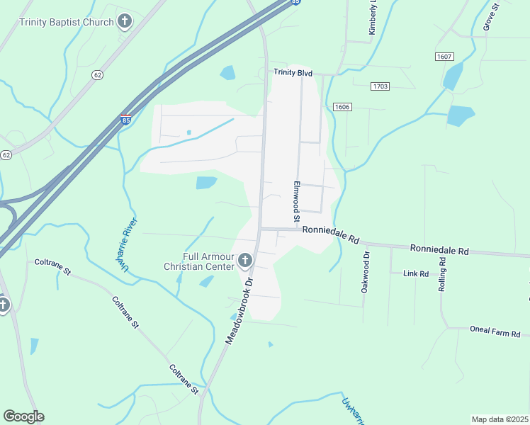 map of restaurants, bars, coffee shops, grocery stores, and more near 5326 Meadowbrook Drive in Trinity