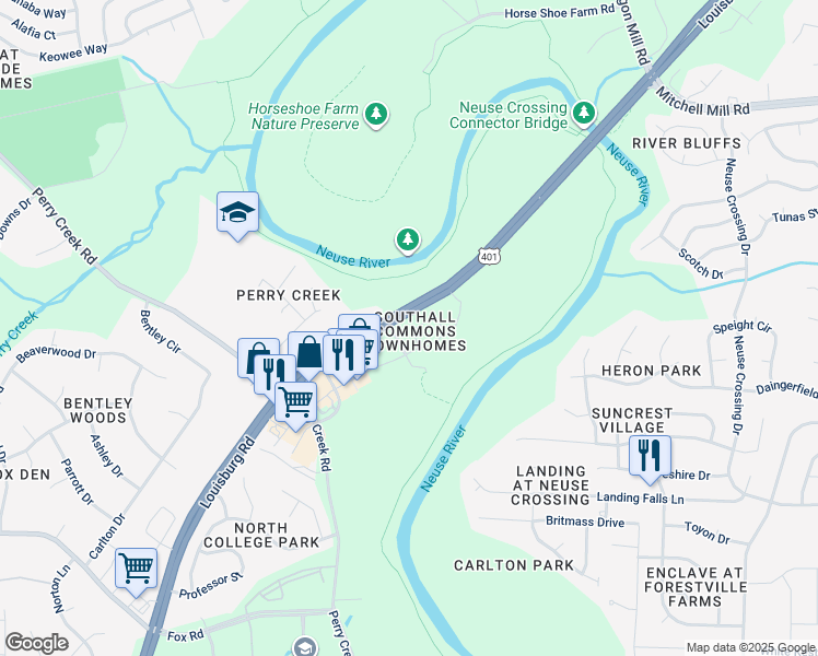 map of restaurants, bars, coffee shops, grocery stores, and more near 7927 Averette Hill Drive in Raleigh