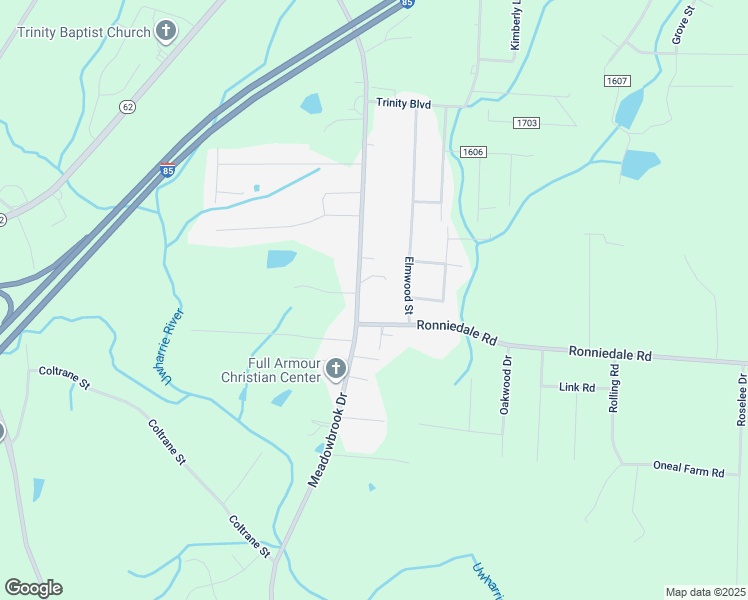 map of restaurants, bars, coffee shops, grocery stores, and more near 5326 Meadowbrook Drive in Trinity
