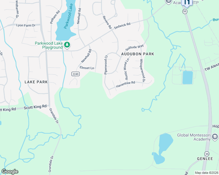 map of restaurants, bars, coffee shops, grocery stores, and more near 6 Silverwood Court in Durham