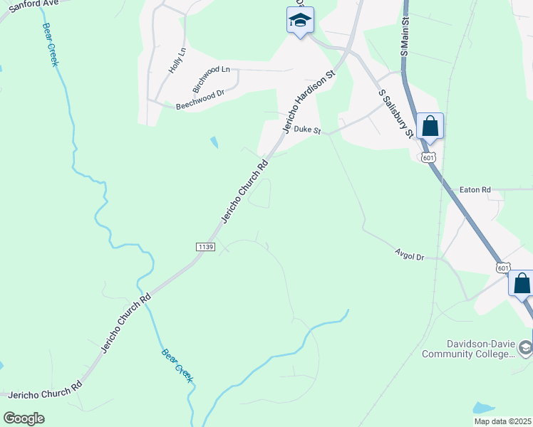 map of restaurants, bars, coffee shops, grocery stores, and more near 140 New Hampshire Court in Mocksville