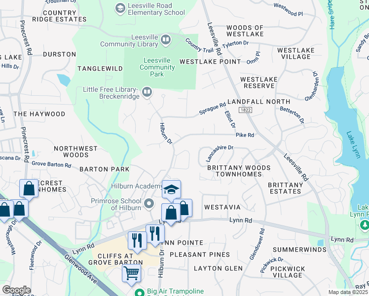 map of restaurants, bars, coffee shops, grocery stores, and more near 4412 Vienna Crest Drive in Raleigh
