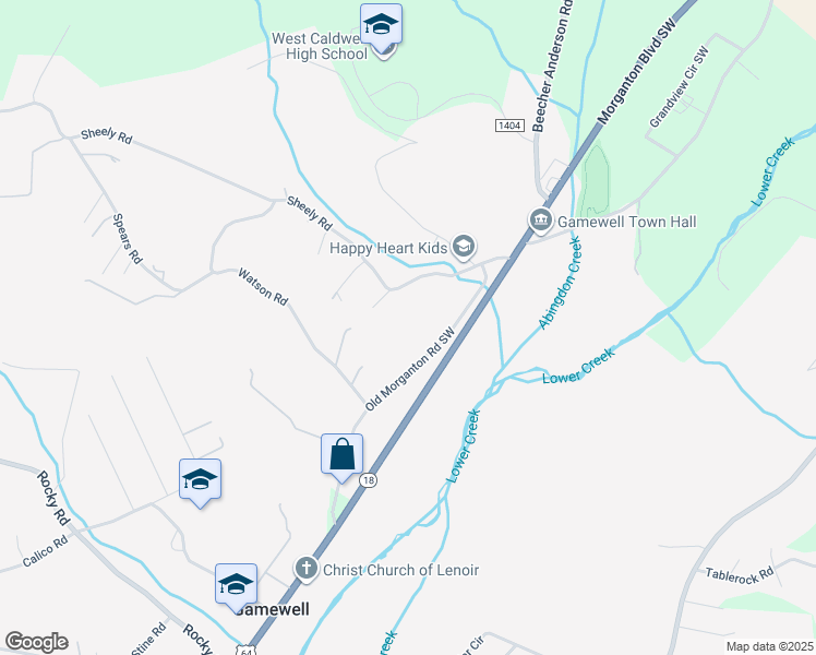 map of restaurants, bars, coffee shops, grocery stores, and more near 2854 Old Morganton Road Southwest in Lenoir