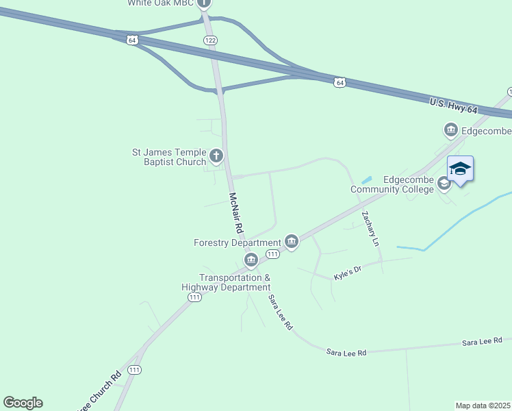 map of restaurants, bars, coffee shops, grocery stores, and more near 4047 McNair Road in Tarboro