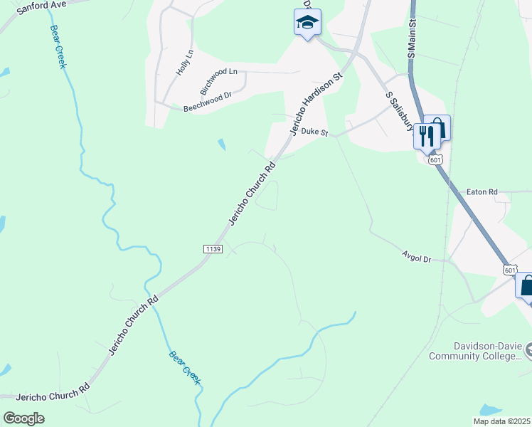 map of restaurants, bars, coffee shops, grocery stores, and more near 140 New Hampshire Court in Mocksville