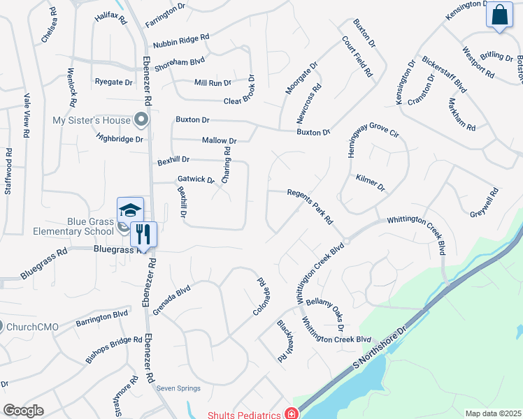 map of restaurants, bars, coffee shops, grocery stores, and more near 1522 Bexhill Drive in Knoxville