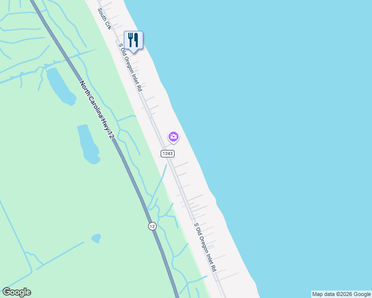 map of restaurants, bars, coffee shops, grocery stores, and more near 9209A South Old Oregon Inlet Road in Nags Head