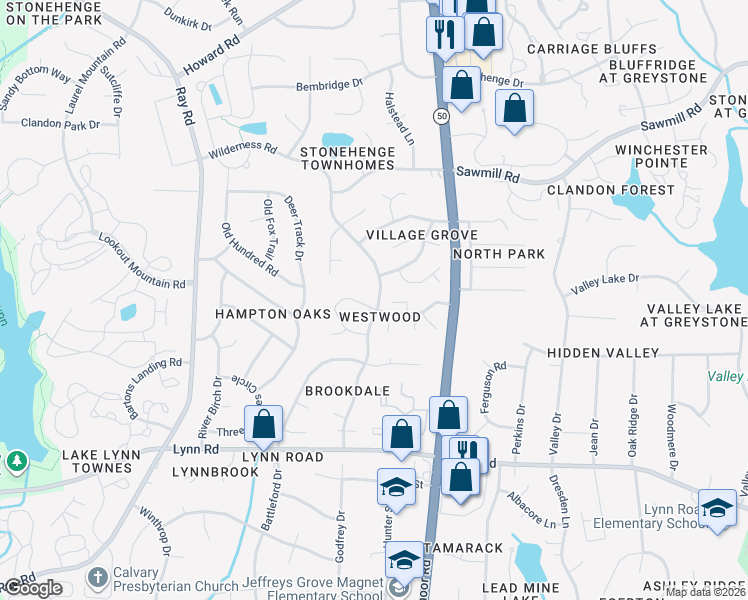map of restaurants, bars, coffee shops, grocery stores, and more near 2602 Cottage Circle in Raleigh