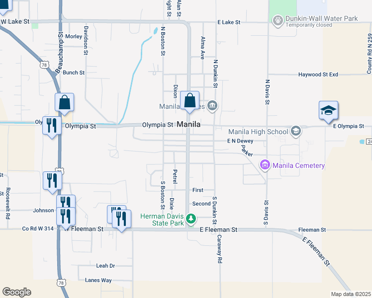 map of restaurants, bars, coffee shops, grocery stores, and more near 105 Arkansas 18 Business in Manila