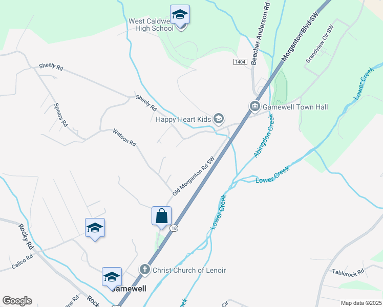 map of restaurants, bars, coffee shops, grocery stores, and more near 2854 Old Morganton Road Southwest in Lenoir