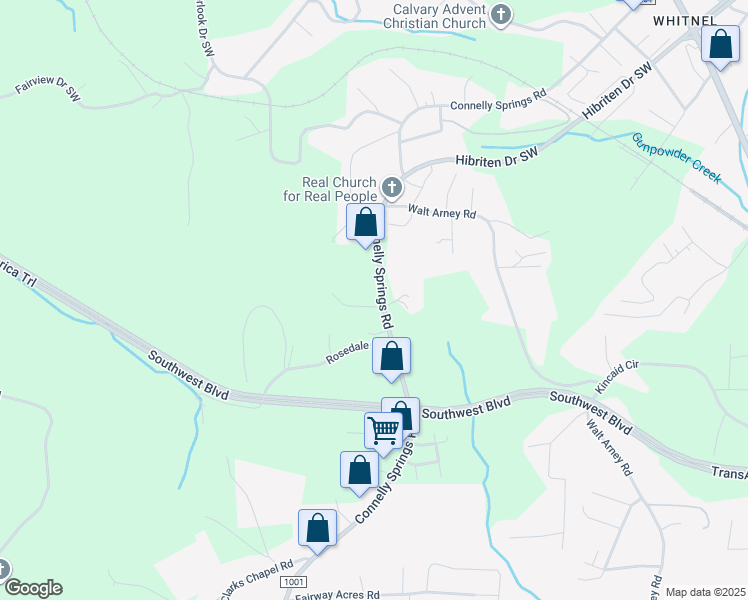 map of restaurants, bars, coffee shops, grocery stores, and more near 1018 Connelly Springs Road in Lenoir