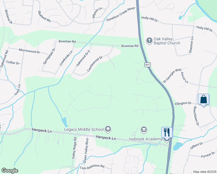 map of restaurants, bars, coffee shops, grocery stores, and more near 2505 Grey Cliff Drive in Franklin