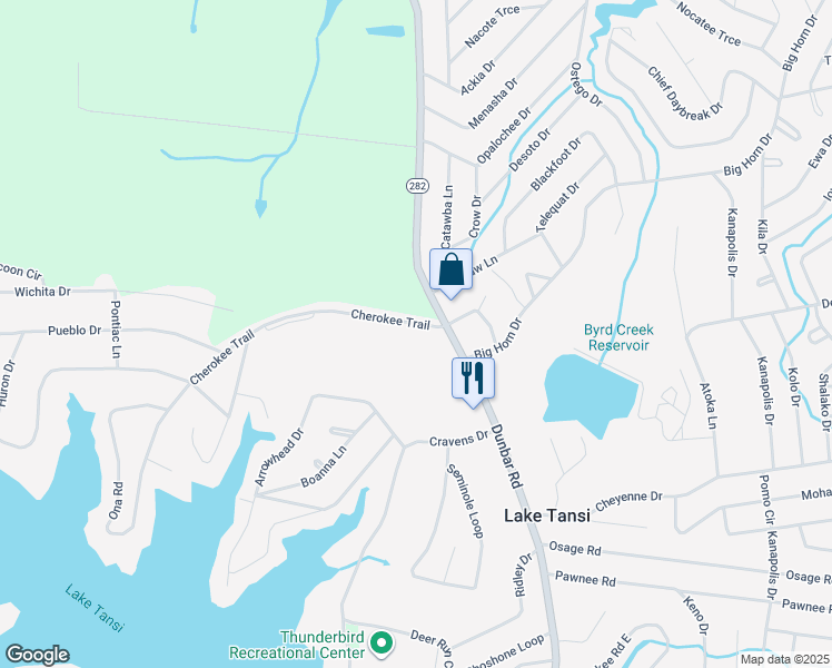 map of restaurants, bars, coffee shops, grocery stores, and more near 8007 Cherokee Trail in Crossville