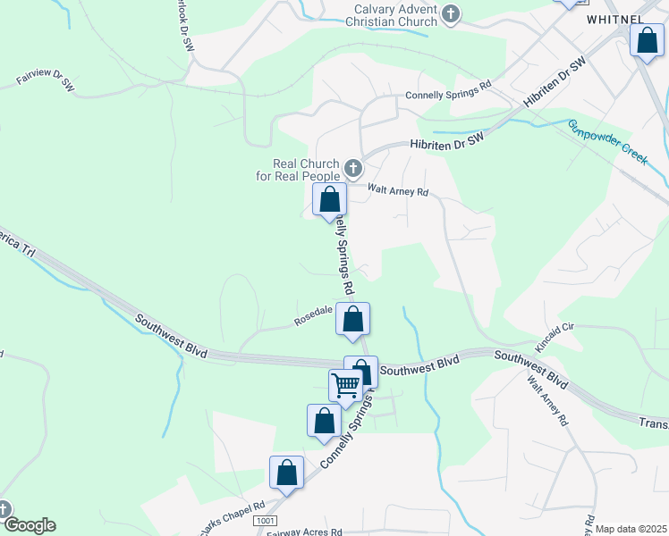 map of restaurants, bars, coffee shops, grocery stores, and more near 1018 Connelly Springs Road in Lenoir