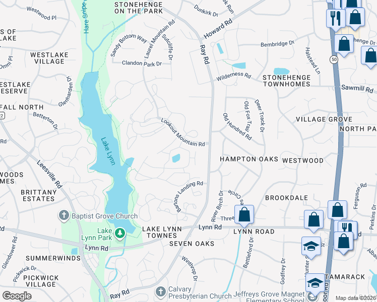 map of restaurants, bars, coffee shops, grocery stores, and more near 3100 Summit Cove in Raleigh
