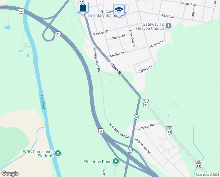 map of restaurants, bars, coffee shops, grocery stores, and more near 124 Commercial Road in Princeville