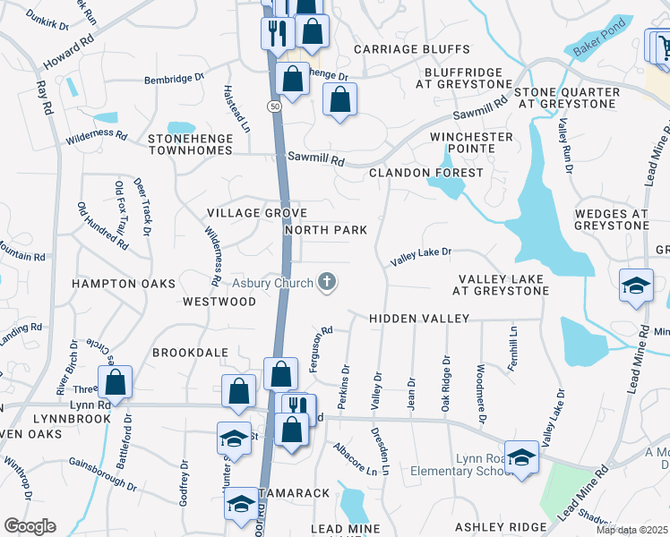 map of restaurants, bars, coffee shops, grocery stores, and more near 2317 Kendricks Court in Raleigh