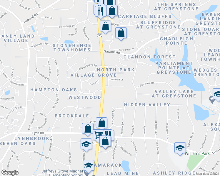 map of restaurants, bars, coffee shops, grocery stores, and more near 2341 Kendricks Court in Raleigh
