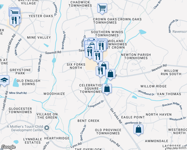 map of restaurants, bars, coffee shops, grocery stores, and more near 808 Havenwood Court in Raleigh