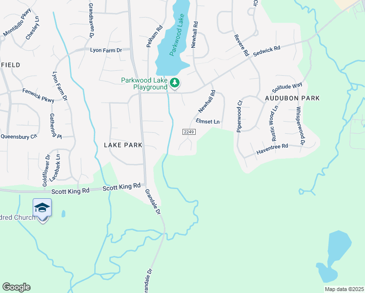 map of restaurants, bars, coffee shops, grocery stores, and more near 6015 Newhall Road in Durham