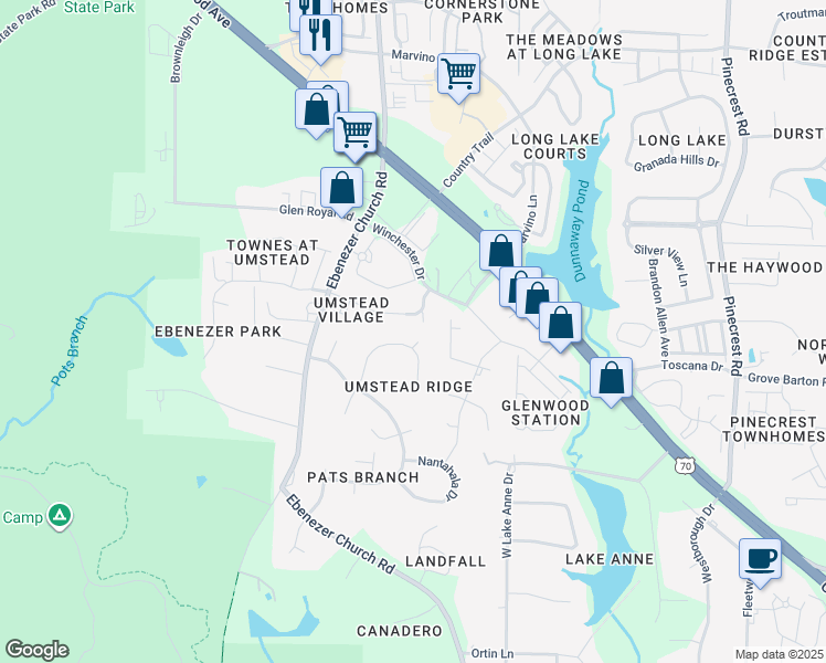 map of restaurants, bars, coffee shops, grocery stores, and more near 8205 Nolichucky Ct in Raleigh
