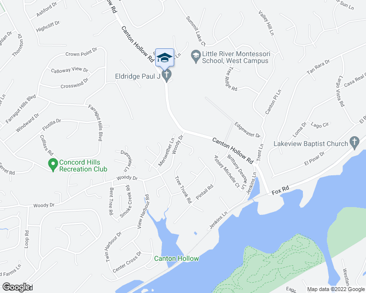 map of restaurants, bars, coffee shops, grocery stores, and more near 805 Concord Crossing Lane in Knoxville