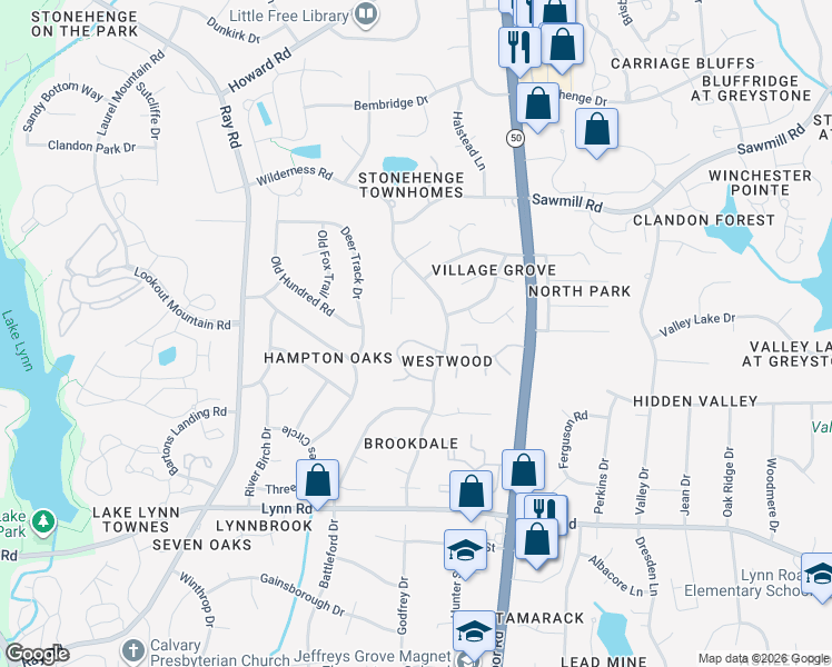 map of restaurants, bars, coffee shops, grocery stores, and more near 2602 Cottage Circle in Raleigh