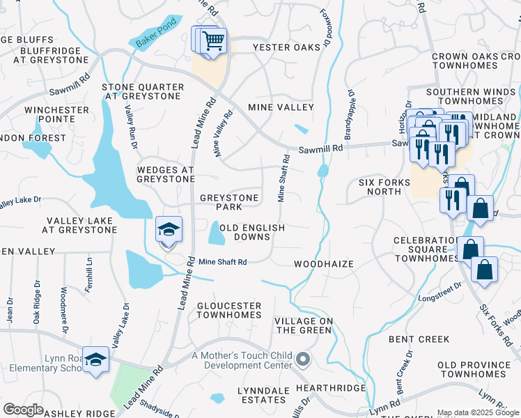 map of restaurants, bars, coffee shops, grocery stores, and more near 1121 Wedgeland Drive in Raleigh