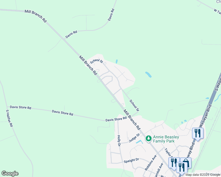 map of restaurants, bars, coffee shops, grocery stores, and more near 9046 Mill Branch Road in Rocky Mount