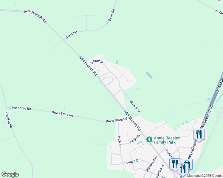 map of restaurants, bars, coffee shops, grocery stores, and more near 9046 Mill Branch Road in Rocky Mount