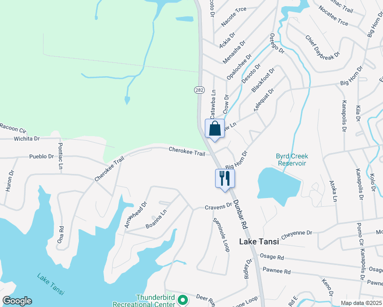 map of restaurants, bars, coffee shops, grocery stores, and more near 8007 Cherokee Trail in Crossville