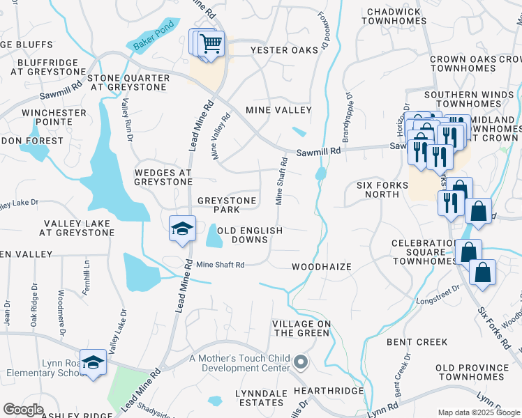 map of restaurants, bars, coffee shops, grocery stores, and more near 1117 Wedgeland Drive in Raleigh