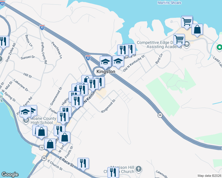 map of restaurants, bars, coffee shops, grocery stores, and more near 919 Rosedale Avenue in Kingston