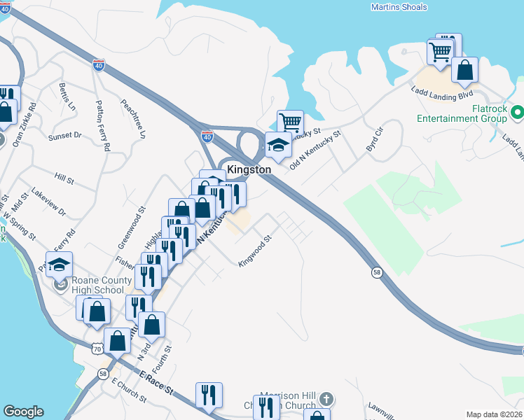 map of restaurants, bars, coffee shops, grocery stores, and more near 919 Rosedale Avenue in Kingston