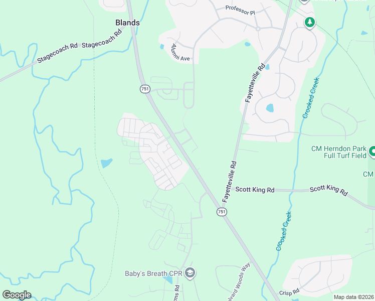 map of restaurants, bars, coffee shops, grocery stores, and more near 422 Intern Way in Durham