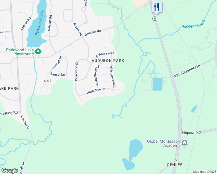 map of restaurants, bars, coffee shops, grocery stores, and more near 1206 Haventree Road in Durham