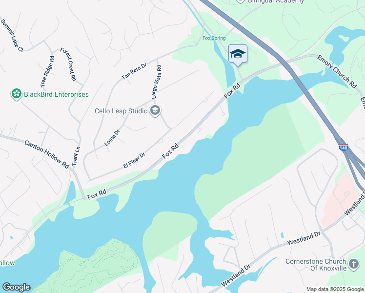 map of restaurants, bars, coffee shops, grocery stores, and more near 920 Fox Road in Knoxville