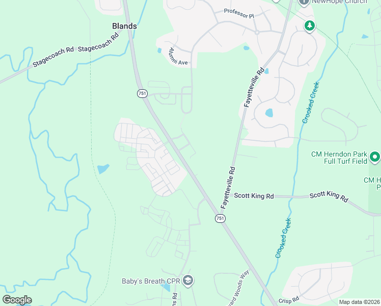 map of restaurants, bars, coffee shops, grocery stores, and more near 422 Intern Way in Durham