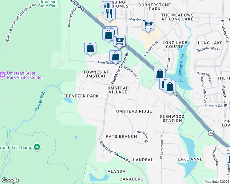 map of restaurants, bars, coffee shops, grocery stores, and more near 8017 Crooked Chute Court in Raleigh