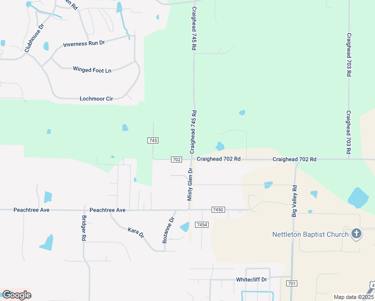 map of restaurants, bars, coffee shops, grocery stores, and more near 5000 Craighead 745 Road in Jonesboro