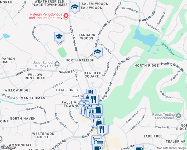 map of restaurants, bars, coffee shops, grocery stores, and more near 926 Albany Court in Raleigh