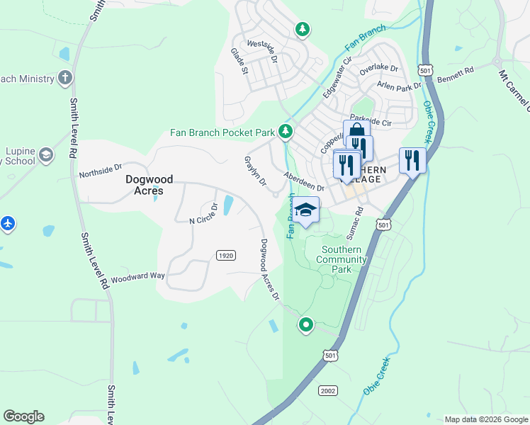 map of restaurants, bars, coffee shops, grocery stores, and more near 67 Dogwood Acres Drive in Chapel Hill